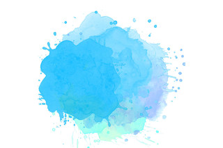 淡蓝色水彩晕染水墨效果笔刷png元素